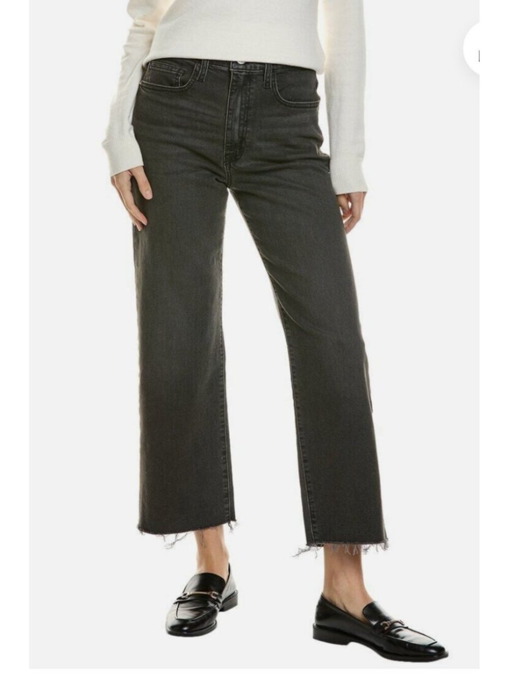 FRAME Le Jane Crop Jeans Womens 29 Charcoal Wash High Rise Raw Hem Straight Leg